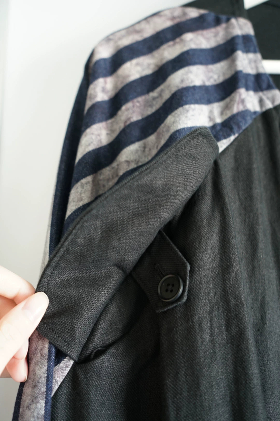 Yohji Yamamoto Striped Sleeve Linen Coat