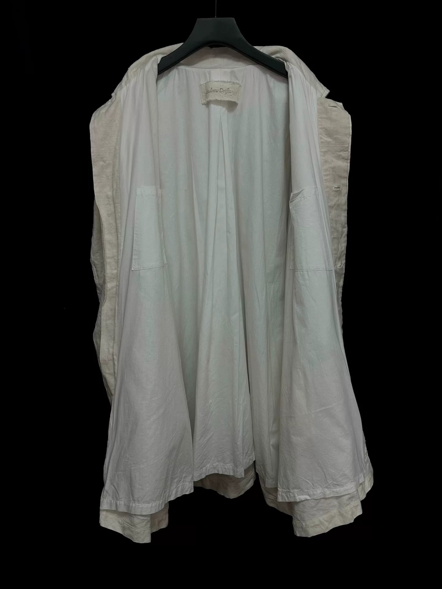 andrew driftwood tea-dyed linen coat