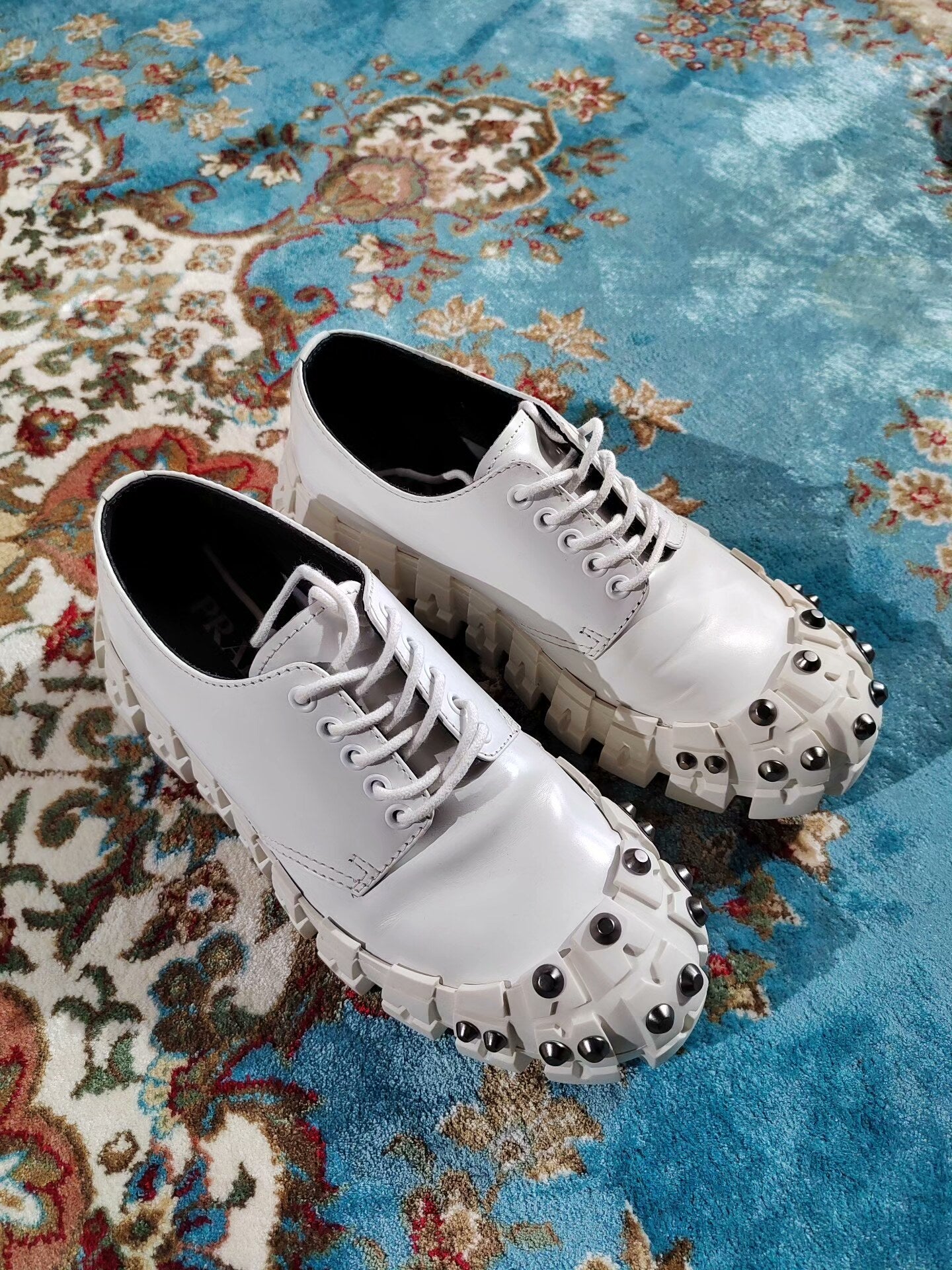 Prada Studded Chunky Derby Shoes