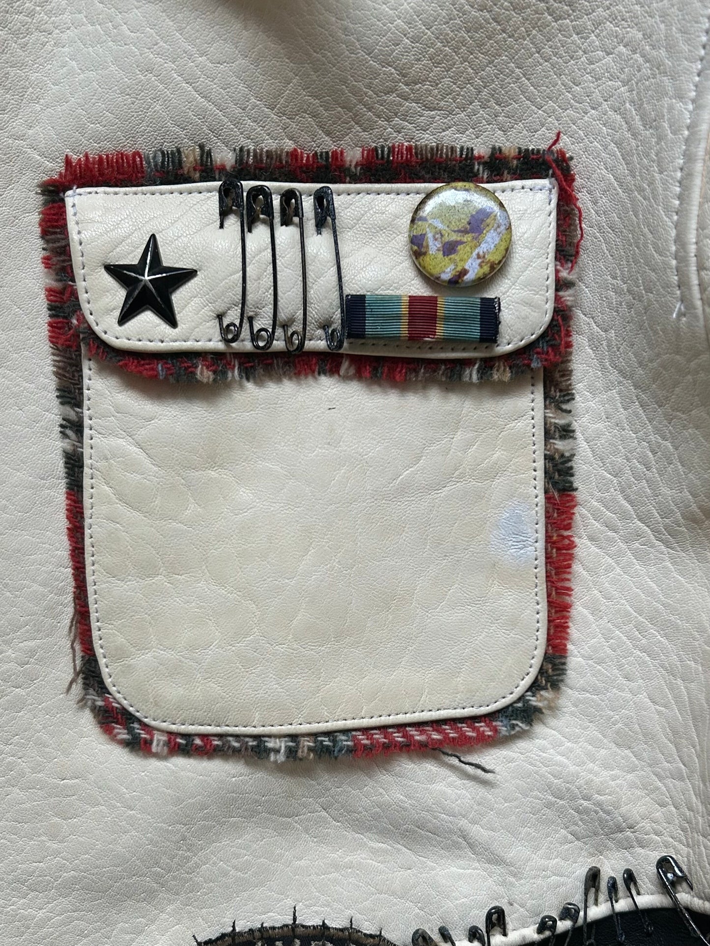 diamond dogs patchwork jacket with plaid collar