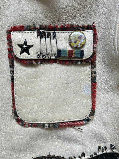 diamond dogs patchwork jacket with plaid collar