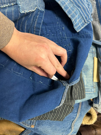 rrl patchwork blue dye shirt