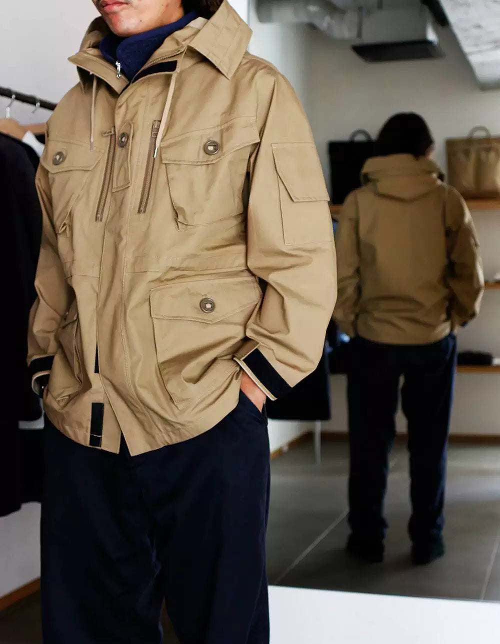nanamica gore-tex cruiser jacket in beige