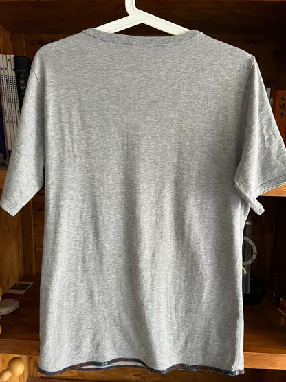 gray vintage henley short sleeve t-shirt