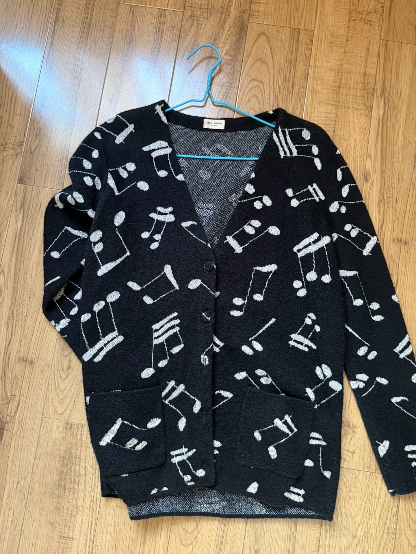 YSL Black Music Note Cardigan M