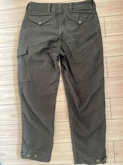 FREEWHEELERS Herringbone Olive Military Pants