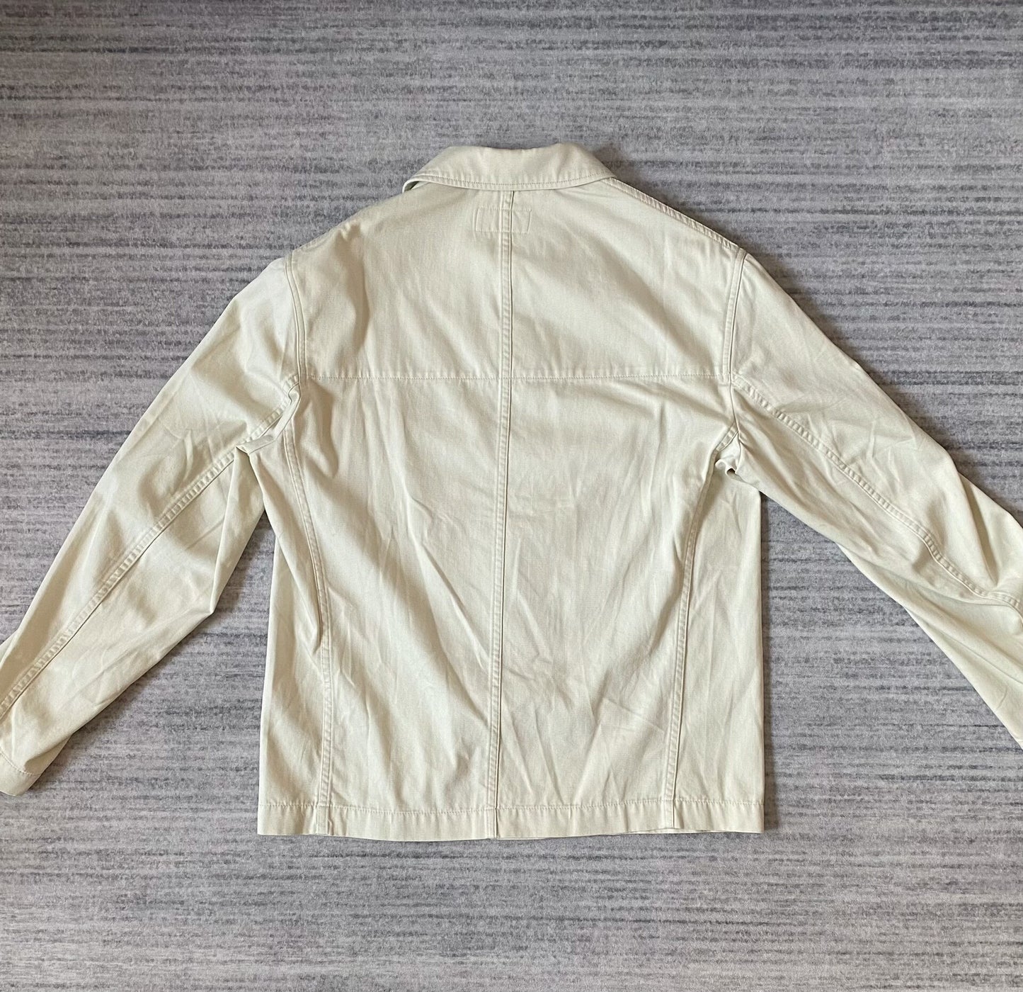 multi-pocket boxy jacket shirt in cream