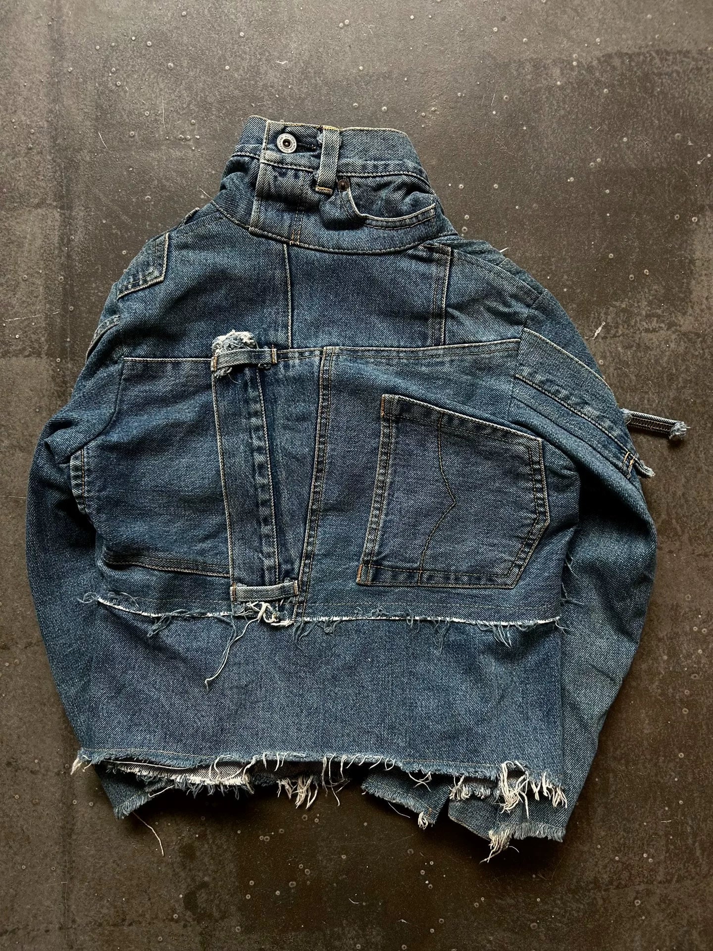 unique asymmetric denim jacket by nozomi ishiguro