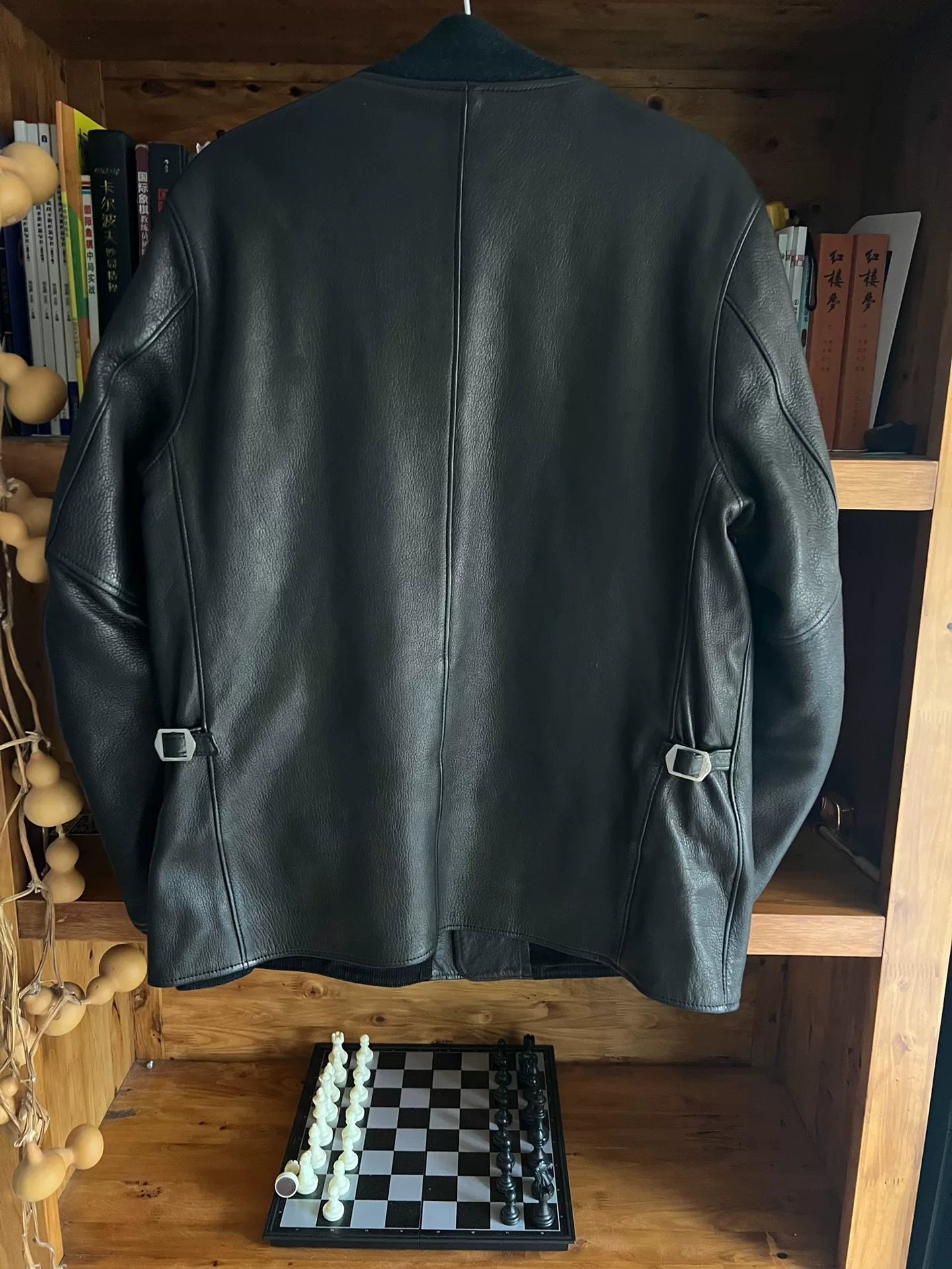 luxury carbon gray deer leather jacket
