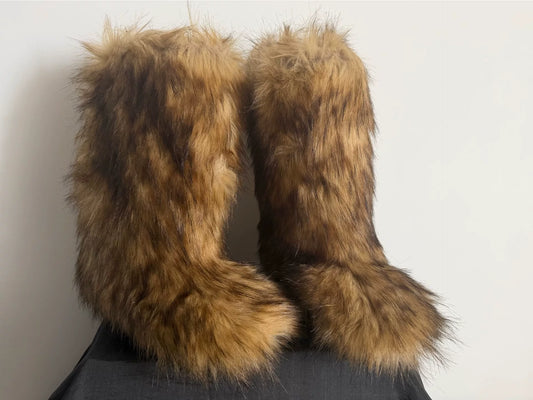 Celine Homme Brown Faux Fur Boots