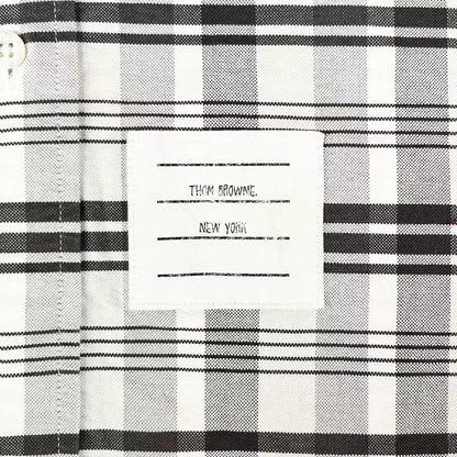 thom browne gray white plaid button-up shirt