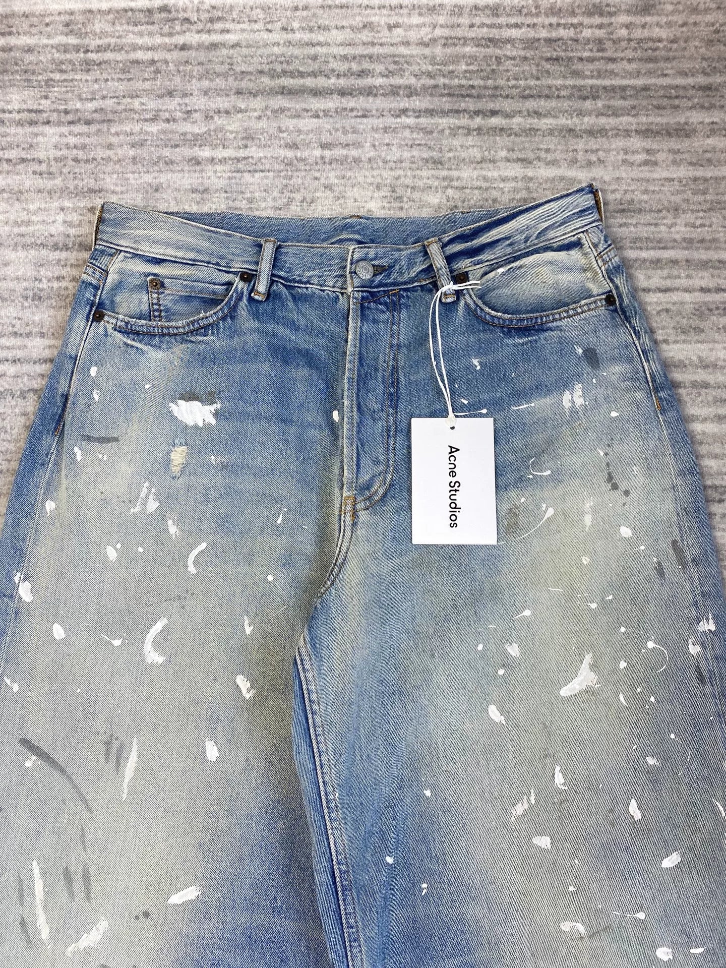 Acne Studios Blue Ink Splash Baggy Jeans