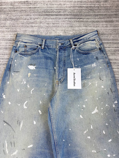 Acne Studios Blue Ink Splash Baggy Jeans