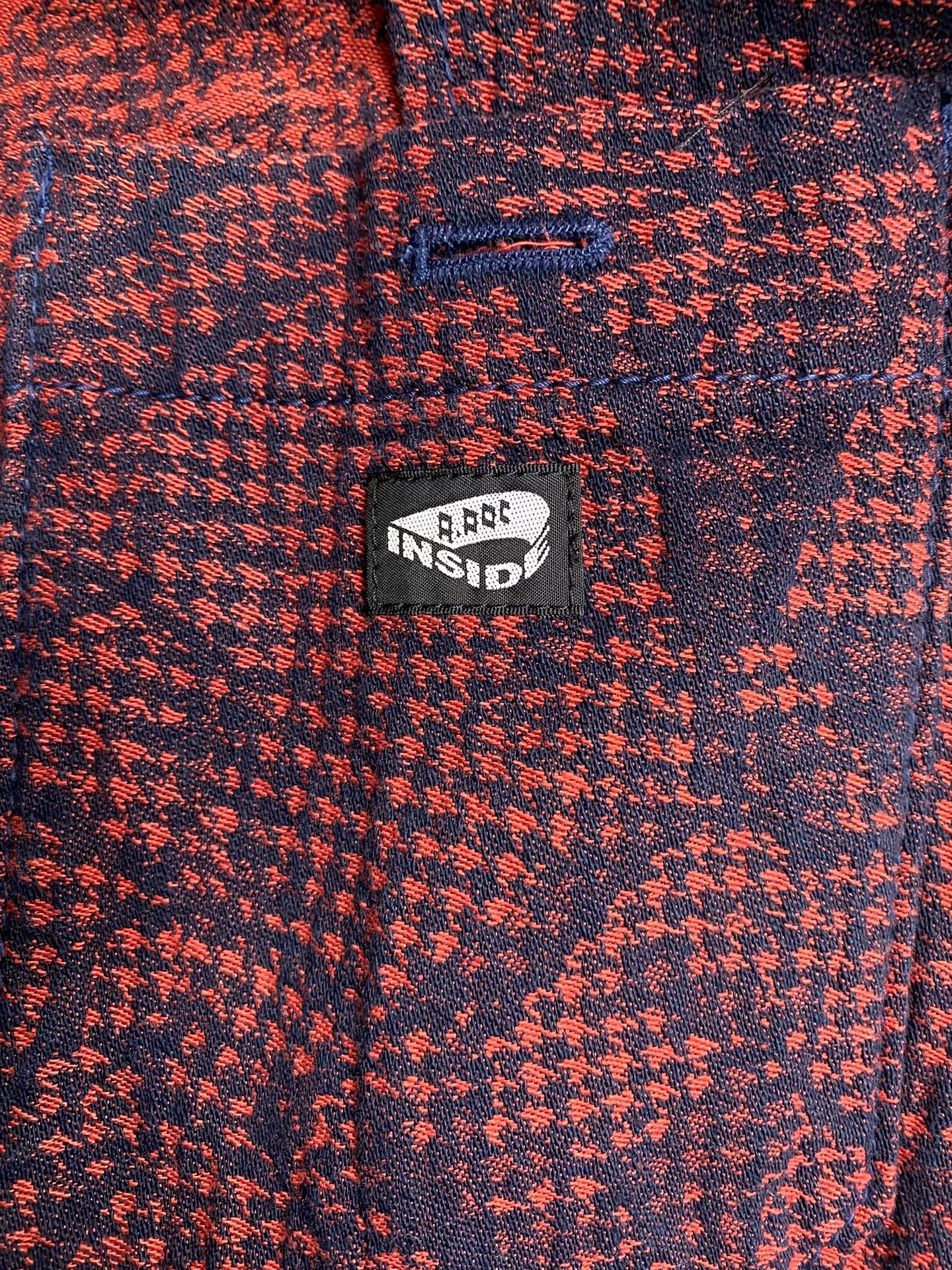 issey miyake men red brown patterned jacket