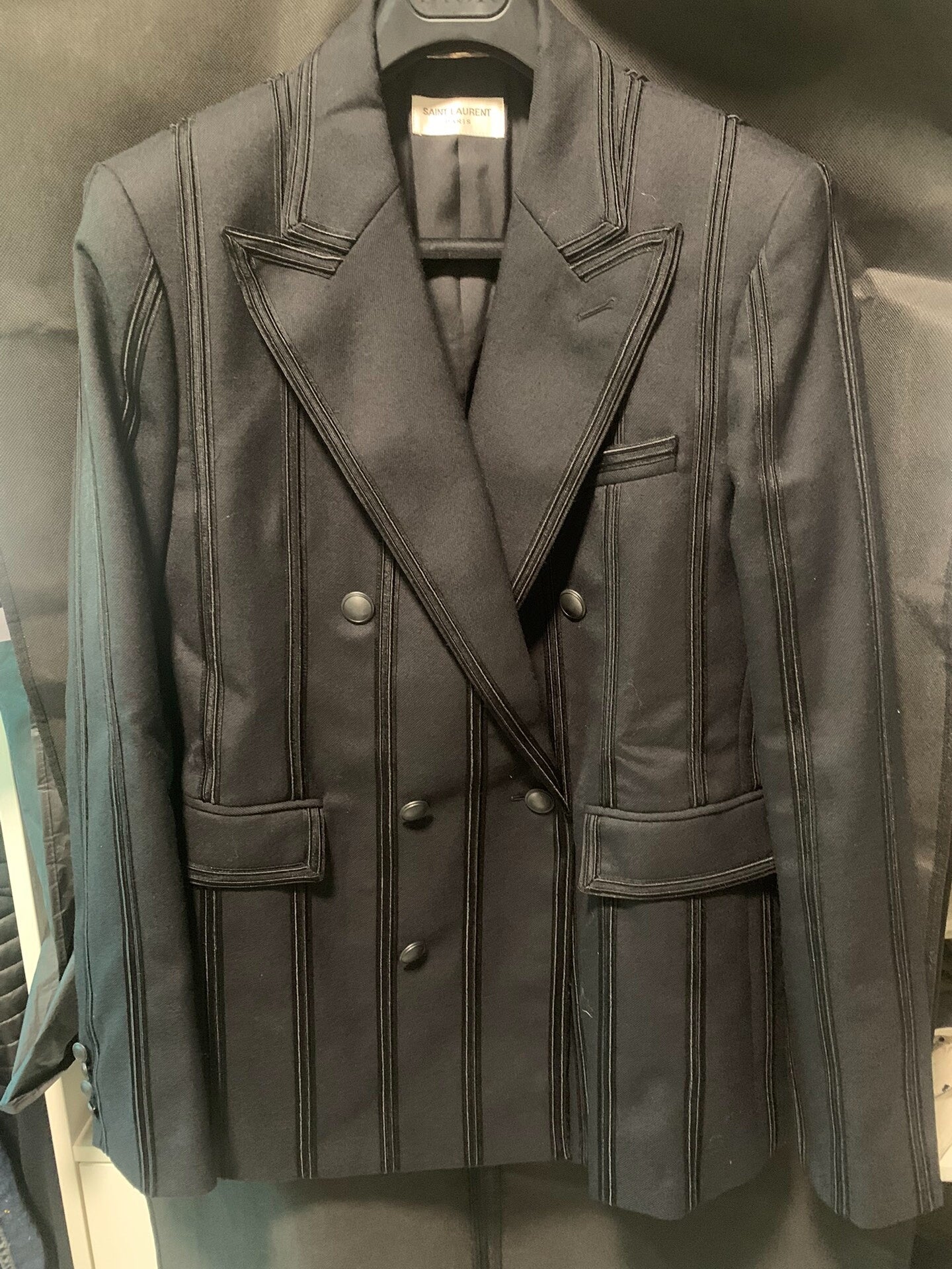 elegant black tailored double-breasted blazer