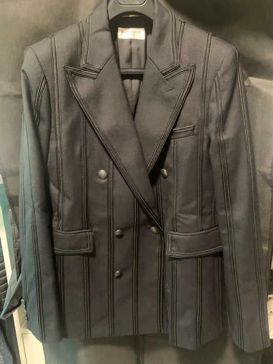 elegant black tailored double-breasted blazer