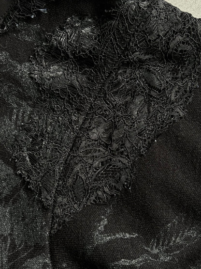 stylish black printed long sleeve top