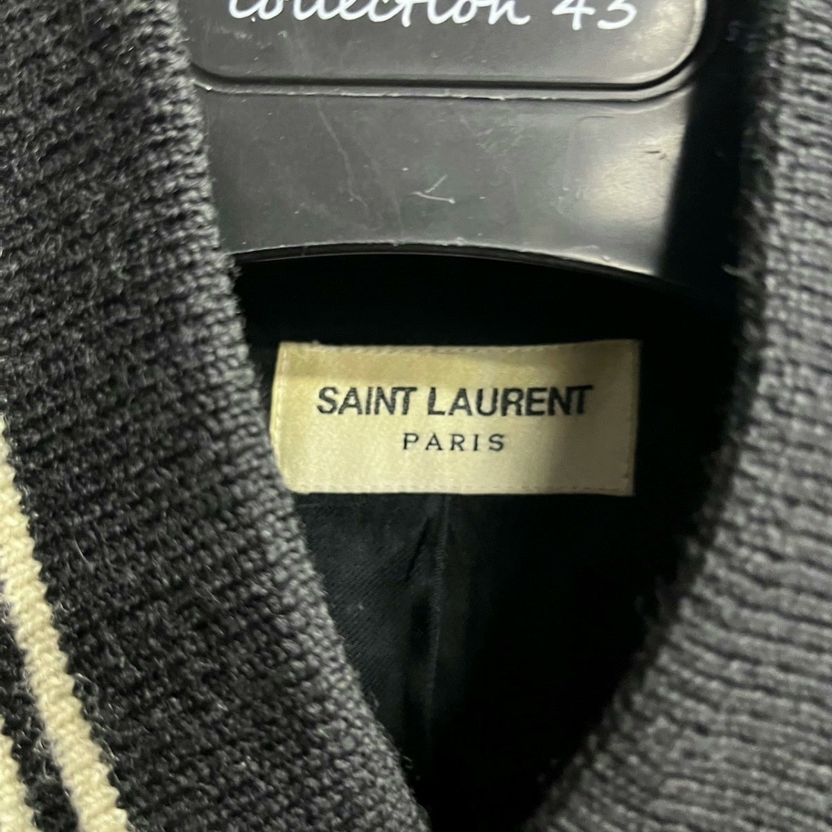 Saint Laurent Black White Striped Varsity Jacket