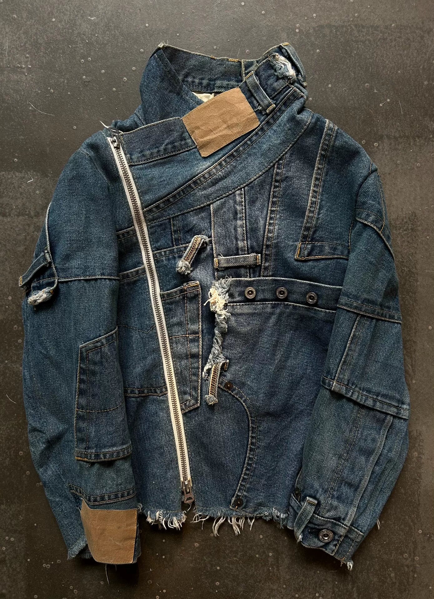 unique asymmetric denim jacket by nozomi ishiguro