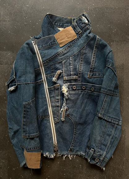 unique asymmetric denim jacket by nozomi ishiguro