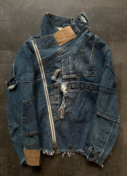unique asymmetric denim jacket by nozomi ishiguro