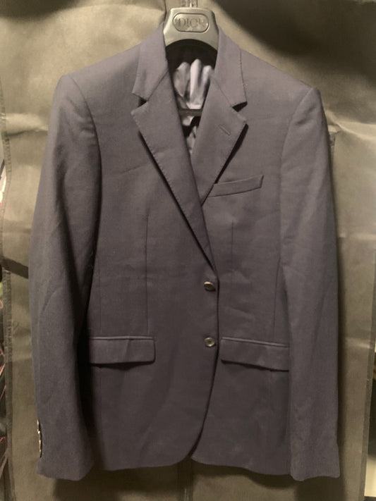 elegant dark blue wool suit jacket