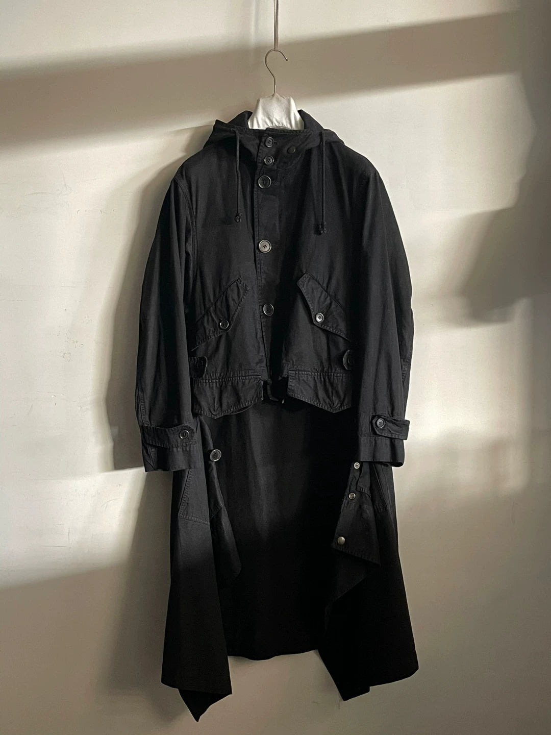 drapes trench coat with hoodie by dries van noten