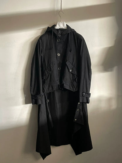 drapes trench coat with hoodie by dries van noten