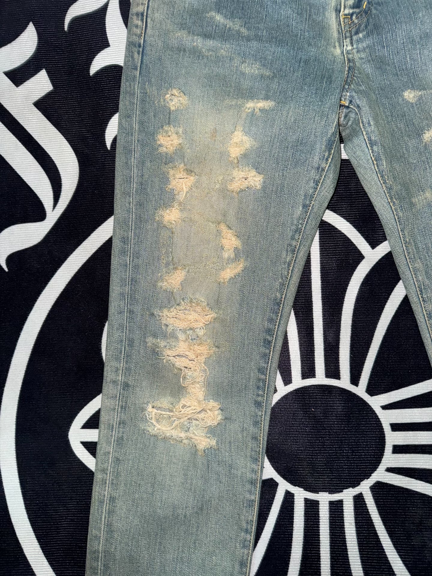 Saint Laurent Light Blue Distressed Jeans