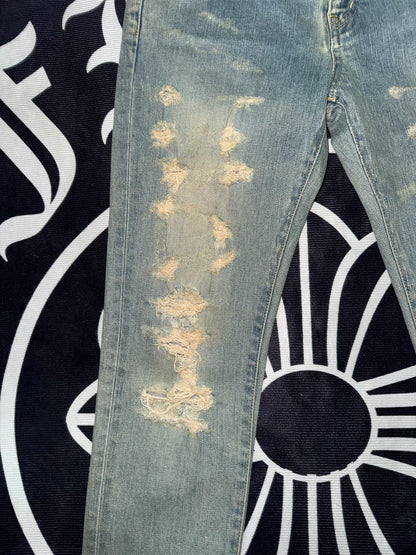Saint Laurent Light Blue Distressed Jeans