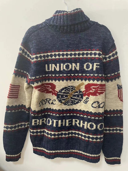 RRL Logo Cotton-Blend Full-Zip Cardigan