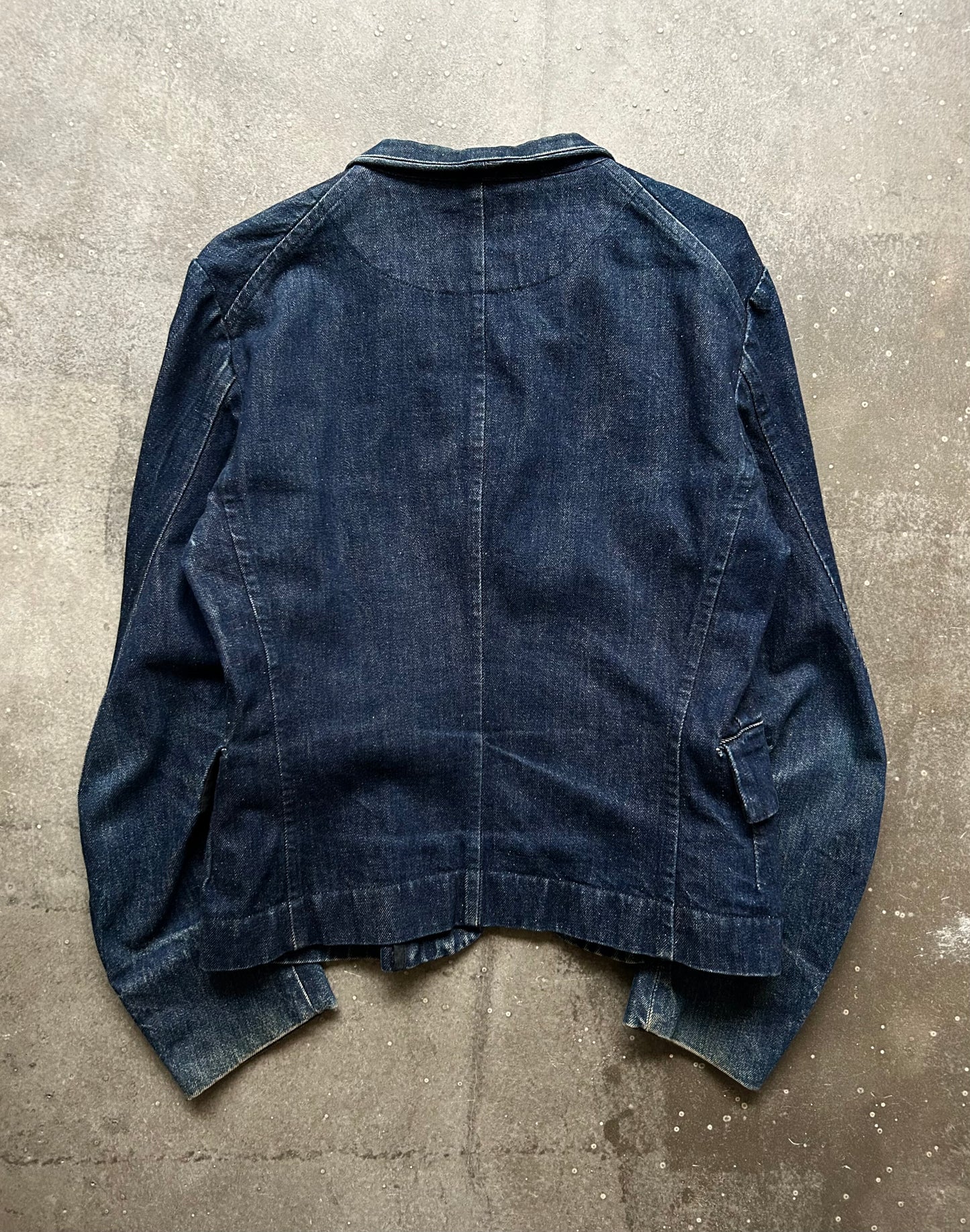 denim jacket with unique sleeves design