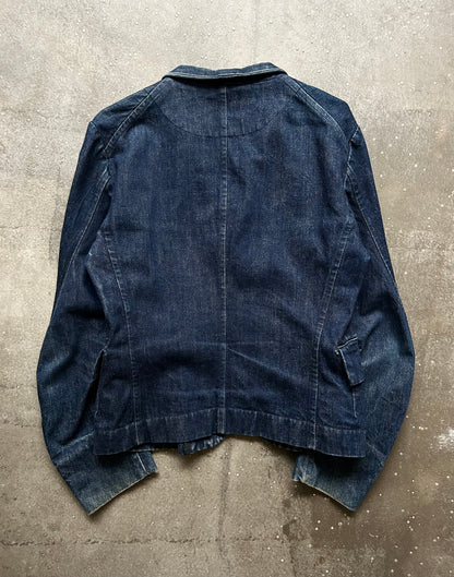 denim jacket with unique sleeves design