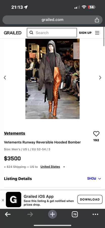 reversible bomber jacket by vetements ss17