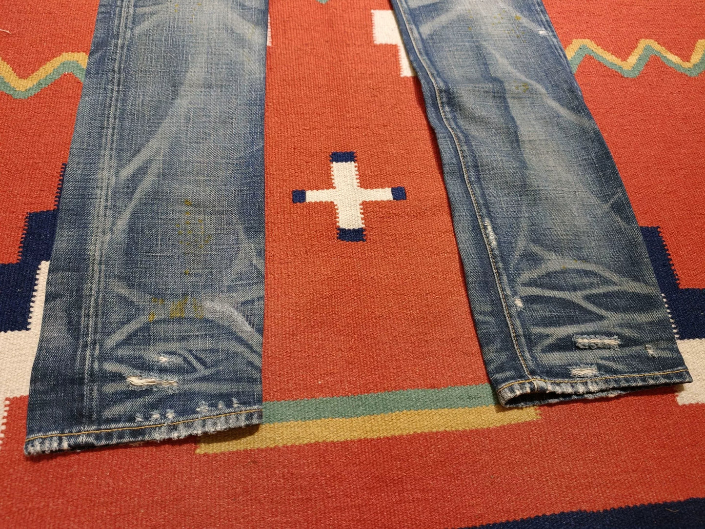 RRL Distressed Red Selvedge Denim Jeans