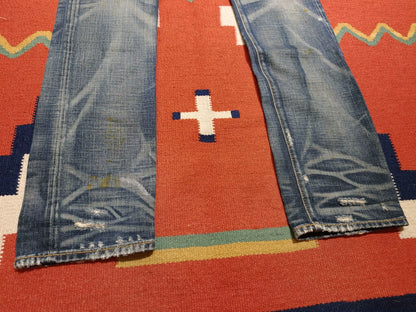 RRL Distressed Red Selvedge Denim Jeans