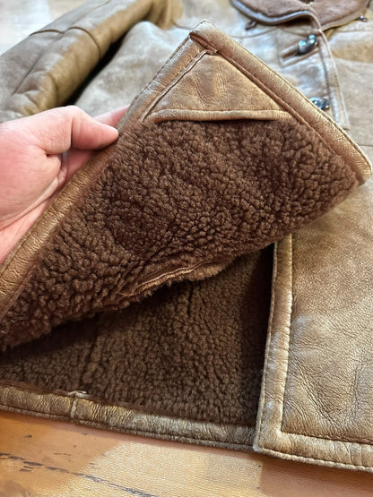RRL Distressed Shearling Leather Jacket