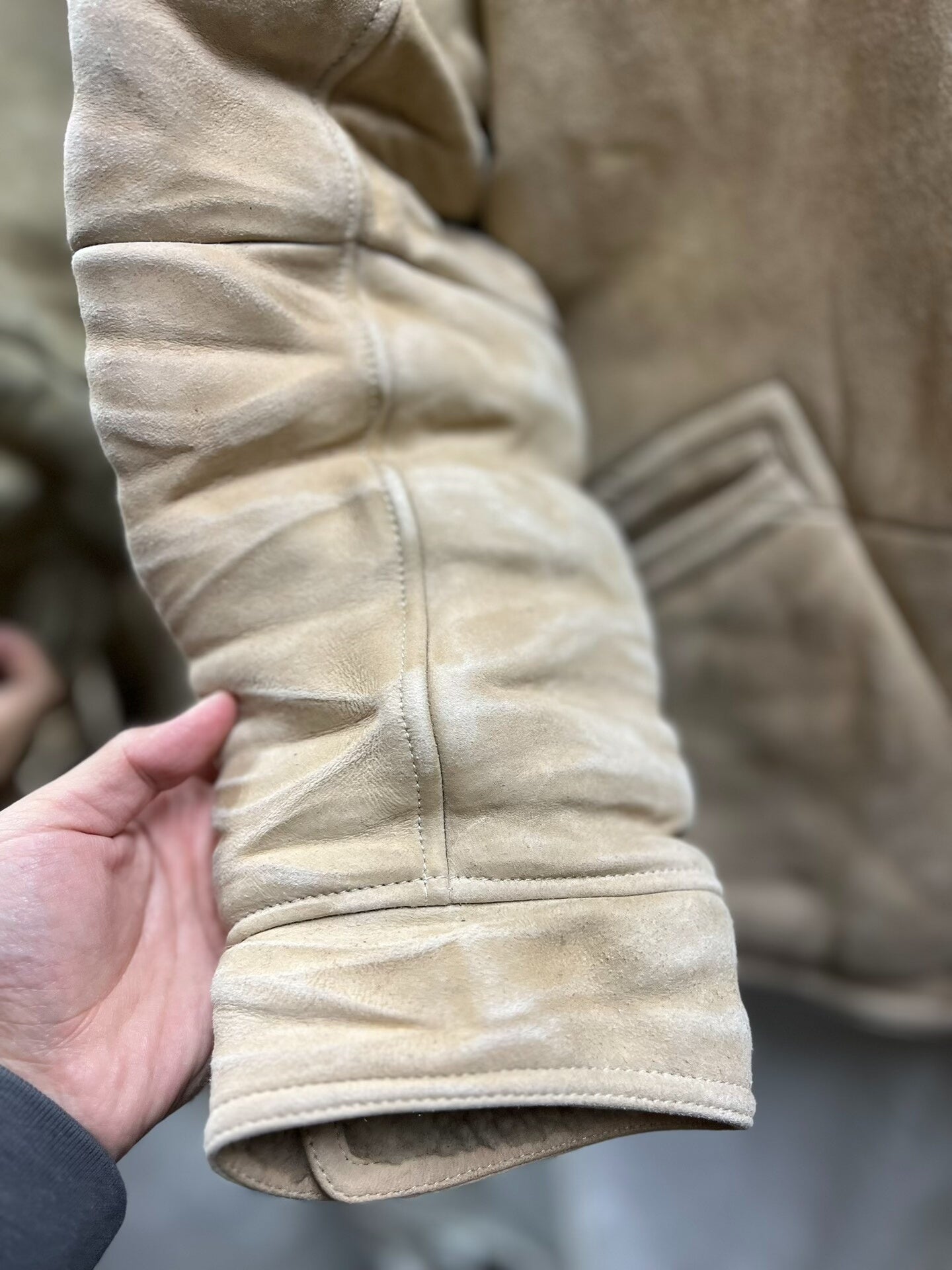 visvim eton jacket in sheepskin beige