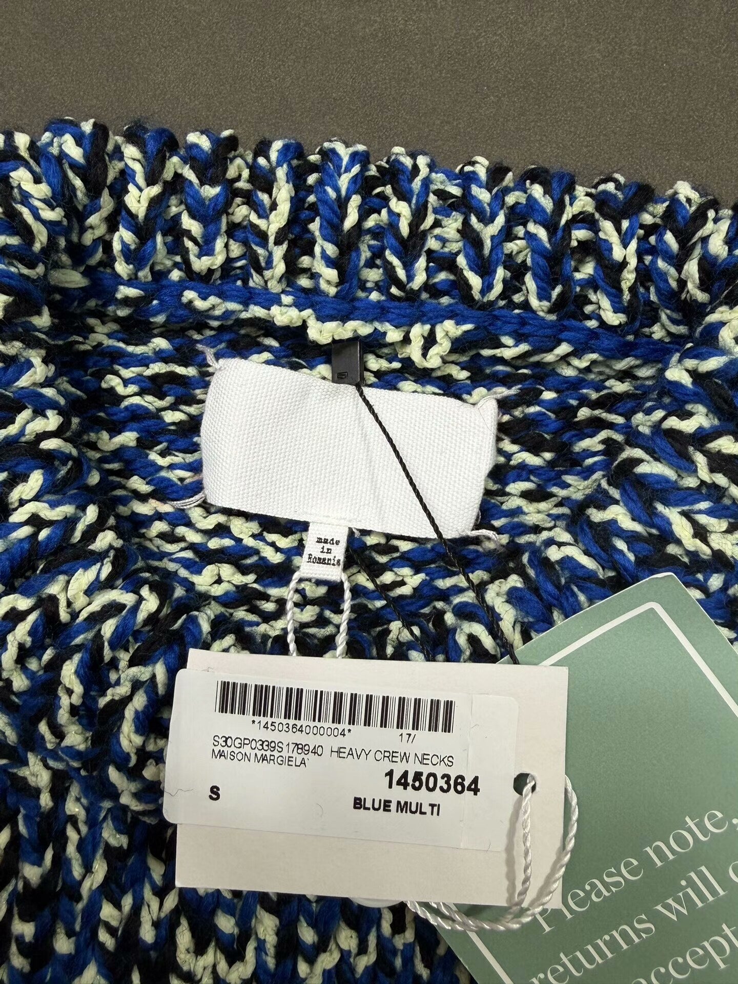 maison margiela blue snowflake knit sweater