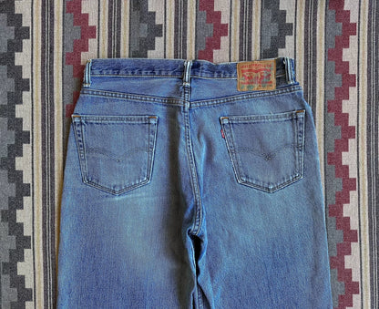 remade vintage fit heavy wash denim pants