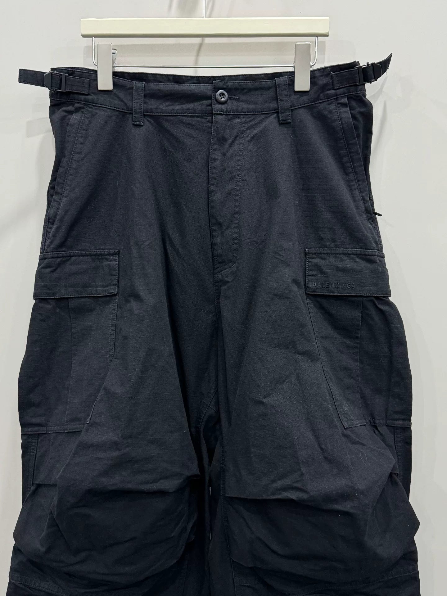 balenciaga pulled cargo stacked work pants