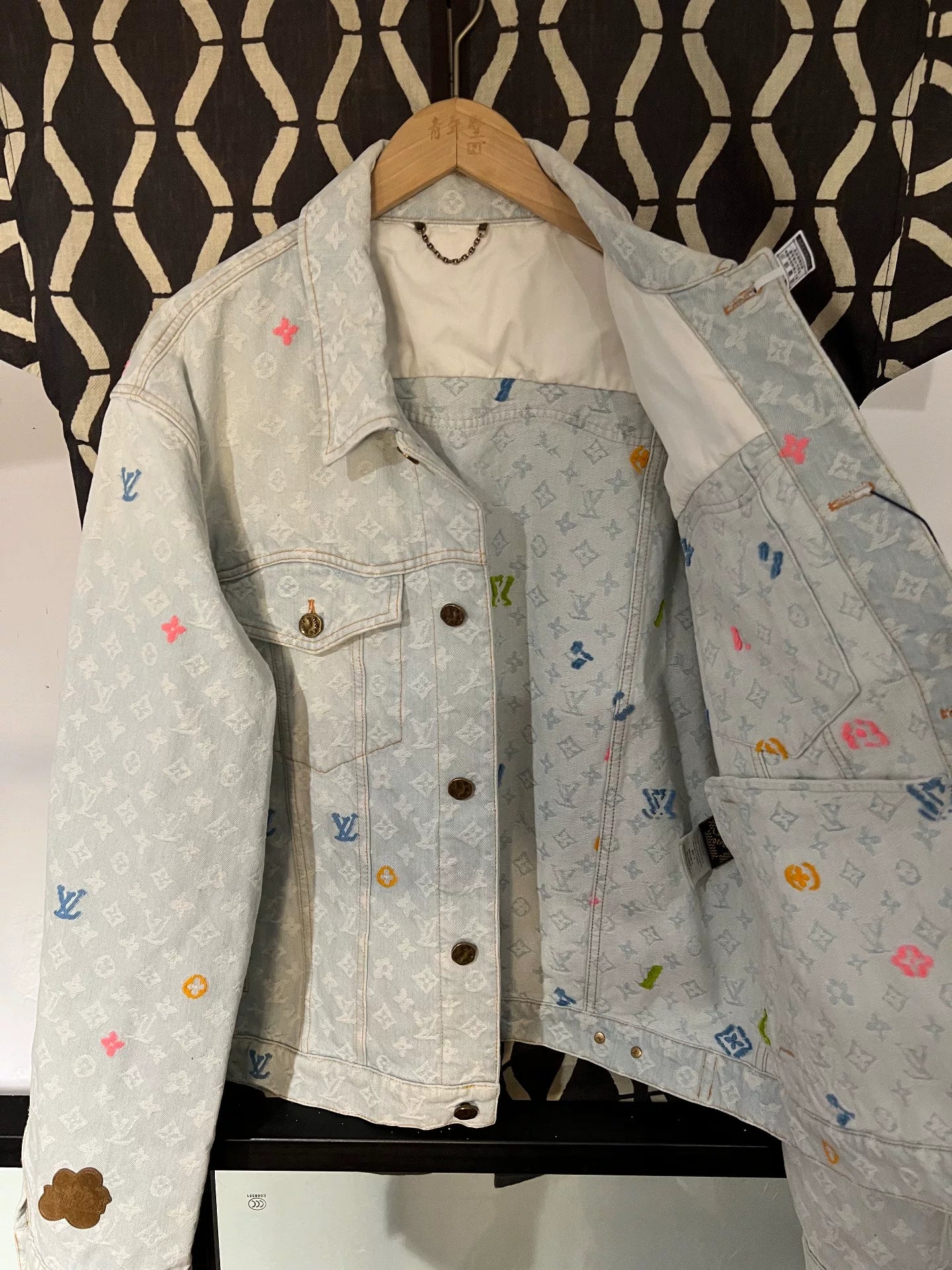 louis vuitton x tyler logo embroidered denim jacket