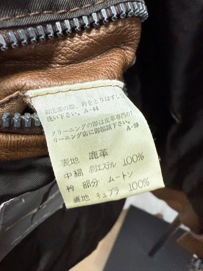 brown leather jacket with removable collar