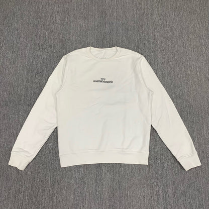 maison margiela white embroidered logo sweatshirt