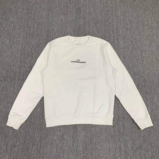 maison margiela white embroidered logo sweatshirt
