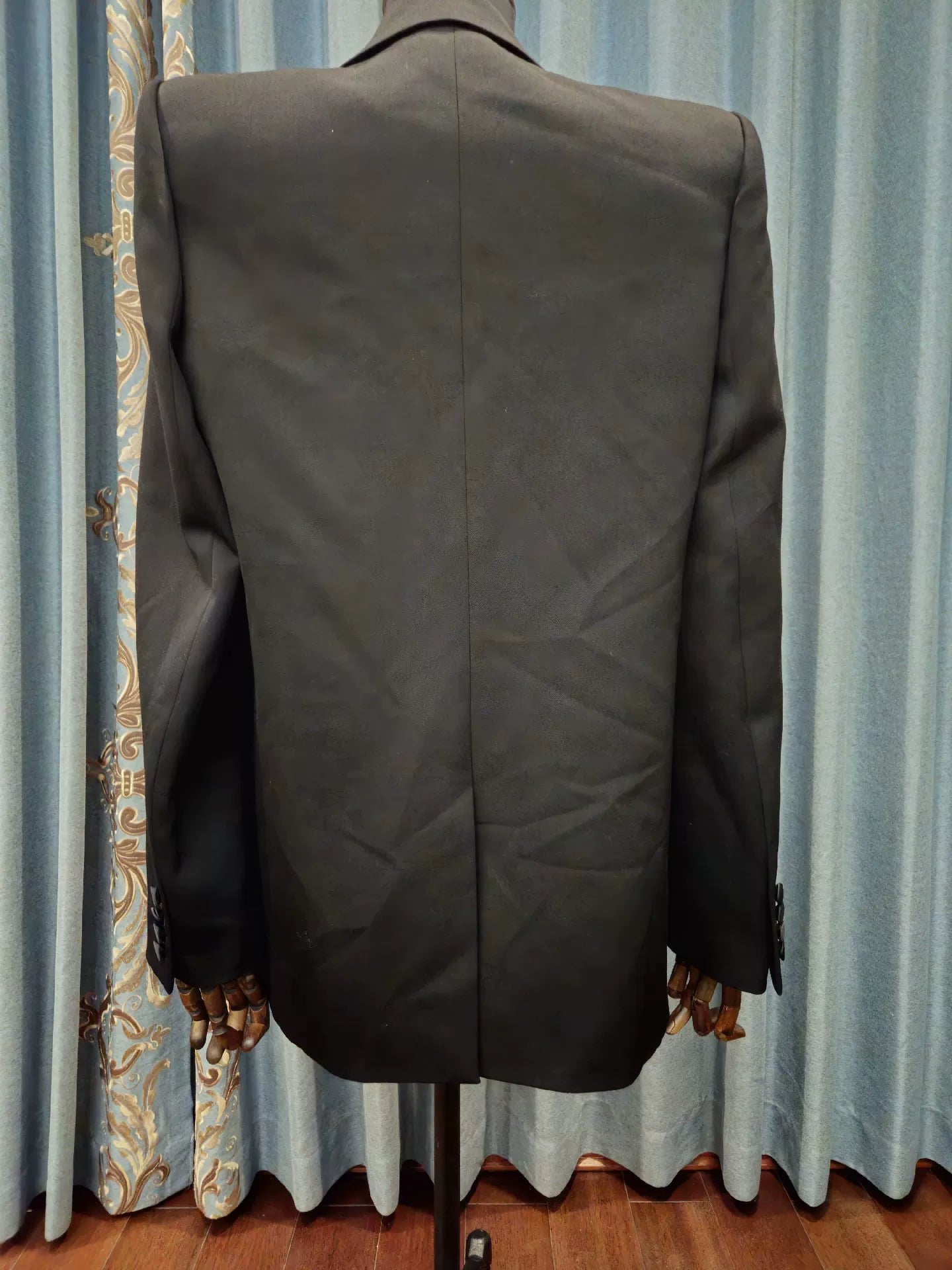Saint Laurent Black Satin Lapel Blazer