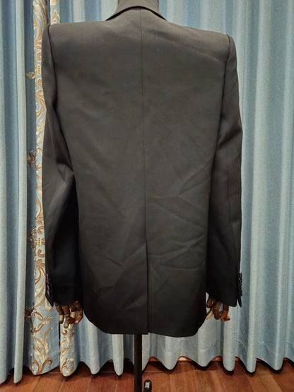 Saint Laurent Black Satin Lapel Blazer