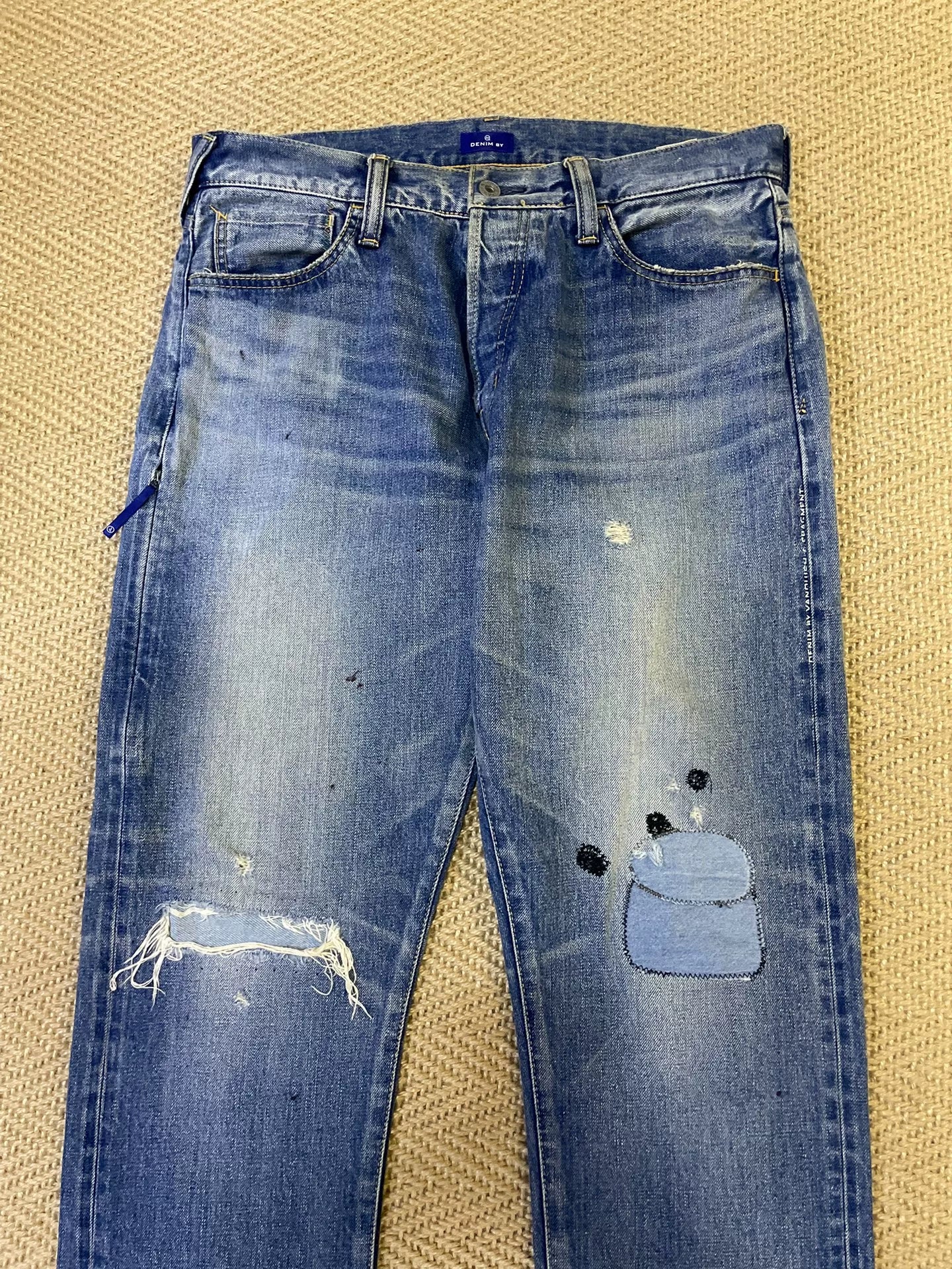 Denim by Vanquish Fragment Distressed Washed Jeans