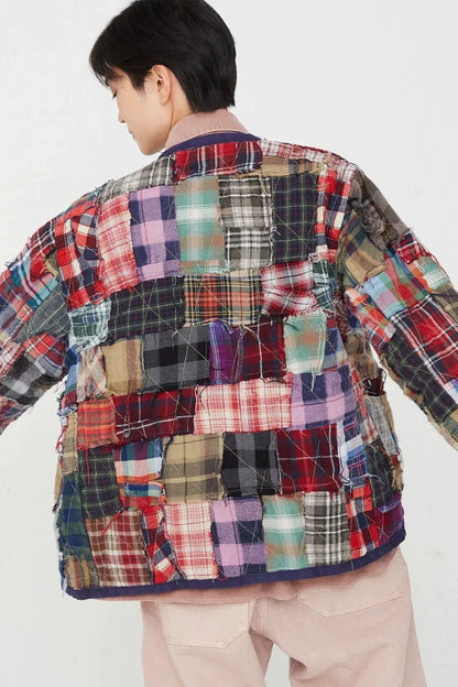 quilted patchwork flannel reversible jacket