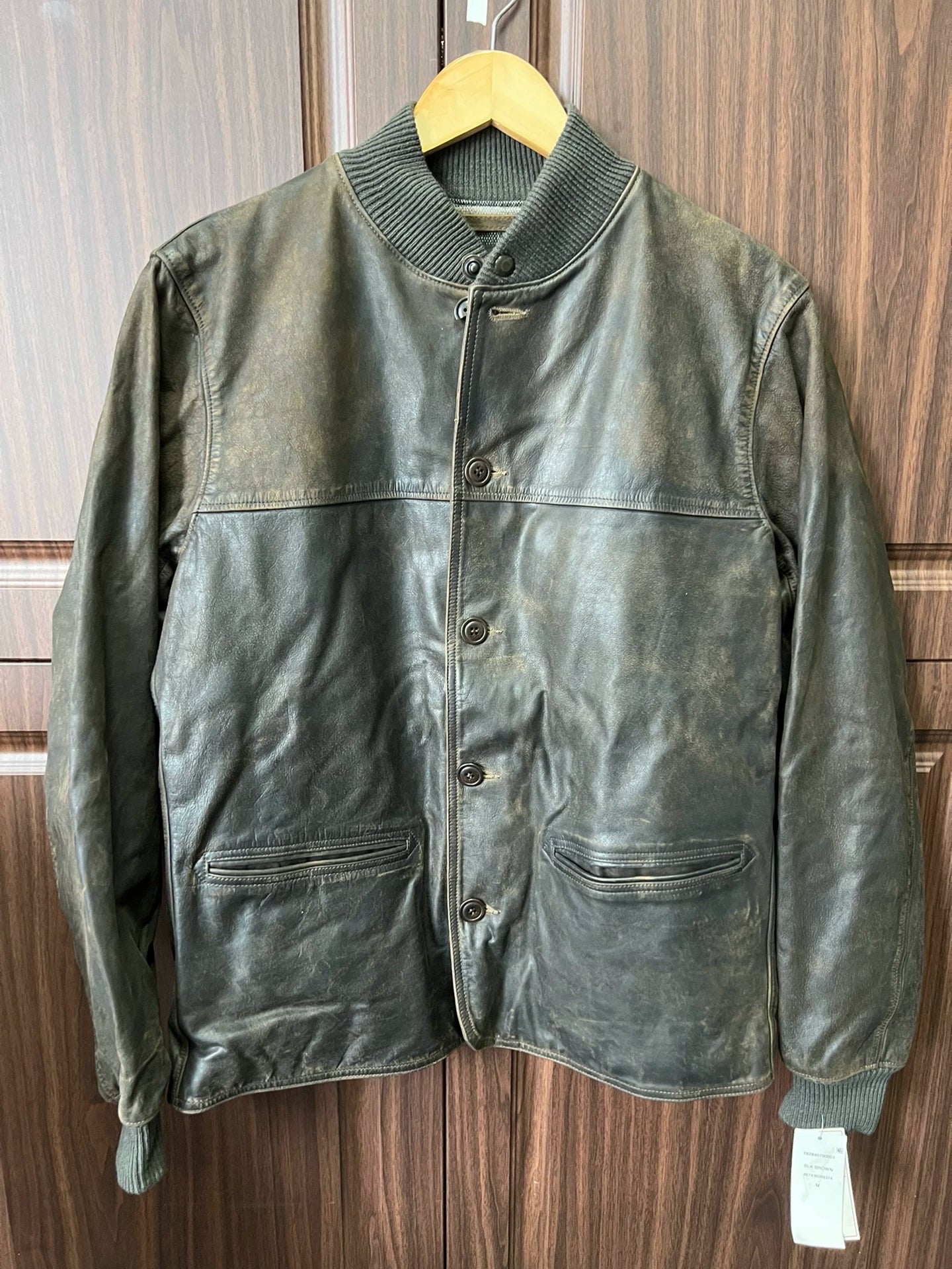 vintage rrl leather baseball jacket